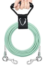 Dog Tie Out Cable, Reflective Dog Leads for Yard with Metal Hooks & No Tangle