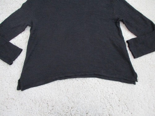 Anthropologie T.la Top Women's Petite Medium Black Long sleeve Knit Cotton Slit - Picture 13 of 18