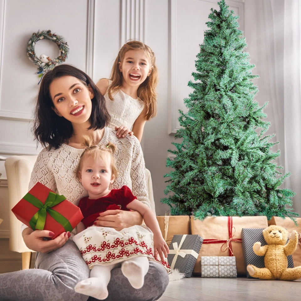 Árbol de Navidad de 5 pies 6 pies 7 pies Navidad pino artificial decoración del hogar de vacaciones con soporte de metal Foto 2 de 4