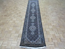 2'8 x 12 Hand Knotted Black Fine Mahi Tabrez Oriental Rug Wool & Silk G9182