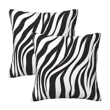 Black and White Zebra Print Striped Pillow Covers 18x18 in Couch Pillow Case