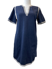 J.Crew Womens Dress Small Blue Cotton Casual Summer Costal Stretch Pockets