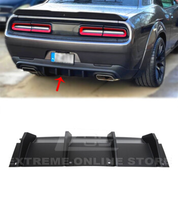 Matte Black Rear Bumper Add-On Diffuser Kit For 15-Up Dodge Challenger SRT Style