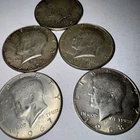 Lot of 5 Kennedy Half dollars 40% Silver Circulated