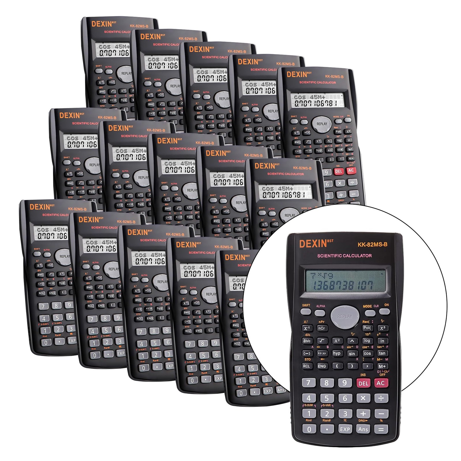 24 Pack Scientific Calculators, 2 Line Engineering Large Display Black