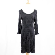 Chanel Black Stretch Shirring Dress M Size Vintage Excellent Condition