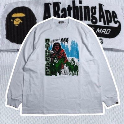A Bathing Ape BAPE Weiß Langarm T-Shirt XL Relaxed Fit Logo Print