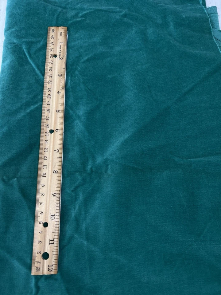 Vintage Green Teal Velvet Velour Polyester Fabric 35x40 Wide Low Pile Unbranded - Image 2 of 4