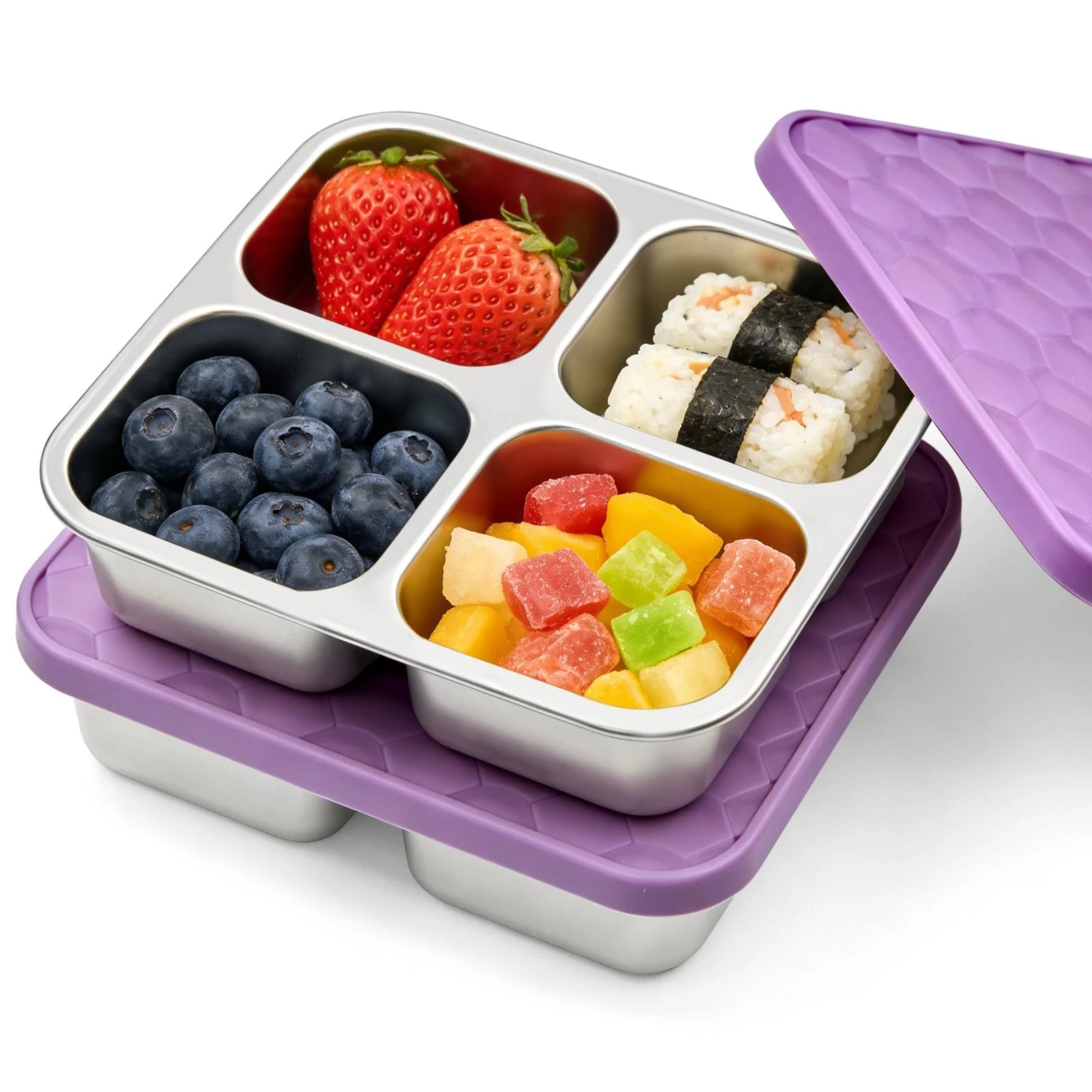 Stainless Steel Snack Containers, 4 Compartment Reusable Snack Containers, Me...