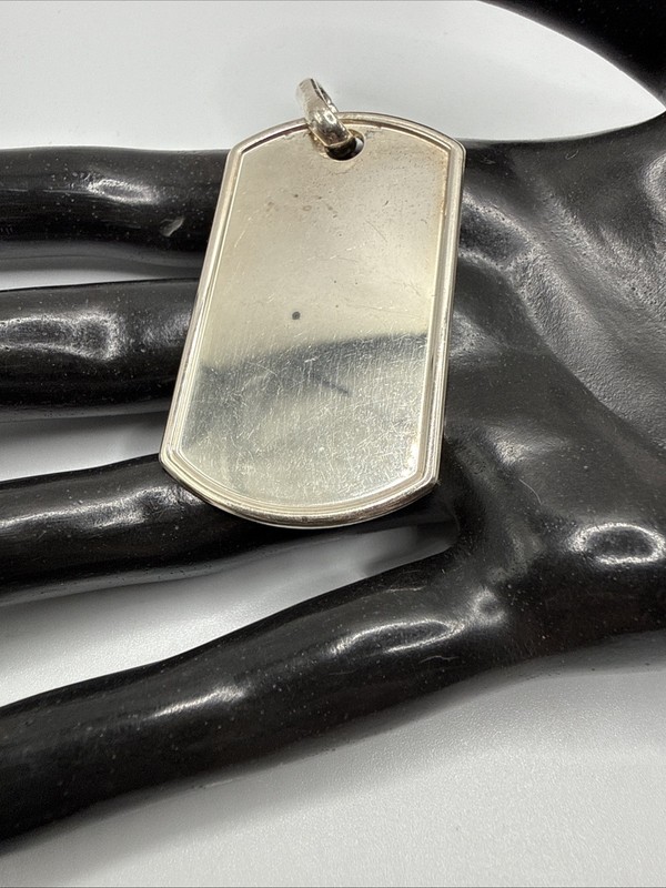 VTG ITALY 925 STERLING SILVER ENGRAVABLE  DOG TAG PENDANT. 15.3 GRAMS. SIGNED