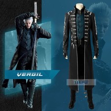 Devil May Cry 5 Vergil Cosplay Costume Full Set Blue Trench Coat Game Halloween