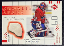 JOSE THEODORE 2001-02 UD Mask Collection Game-Worn Goalie Pads Patch