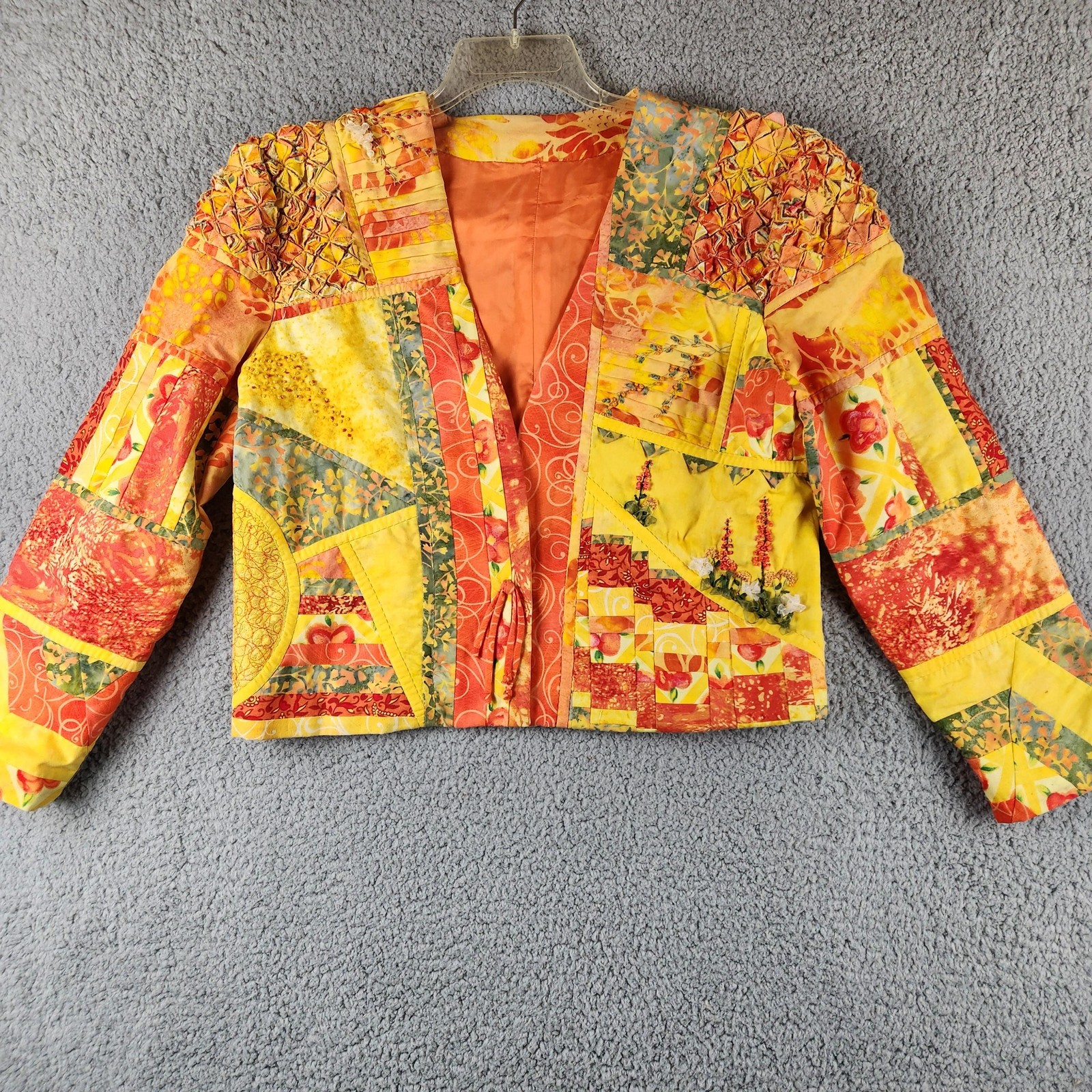 Handmade Patchwork Quilted Jacket Womens Medium O… - image 1