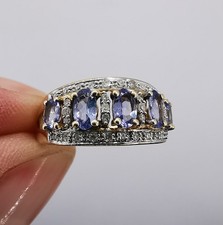9ct Gold Tanzanite and Diamond Ring Size J