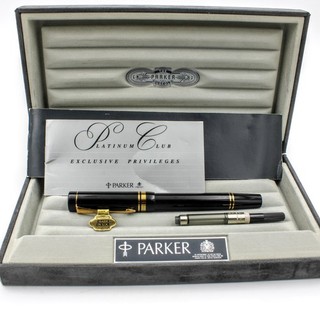 Pluma Estilográfica Parker 18K Nueva en Caja M Duofold Centenario Negra con Caja #X1134 5