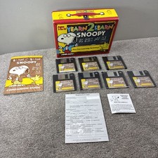Vintage Yearn2Learn Snoopy Peanuts PC Software 7 Floppy Disks - Big Box Complete