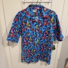 Reunion Outfitters Tigers Windsurfing Hawaiian Island Princeton Shirt Men Size L