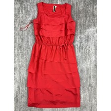 Julian Taylor Dress Womens 10 Red Sleeveless Tiered Ruffle Drawstring Waist Knee