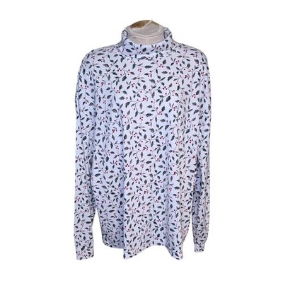 Christmas Holiday Shirt Classic Elements Women's 3X Holly Mock Neck Long Sleeve