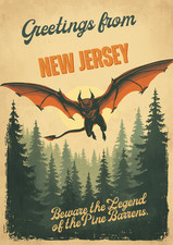 Jersey Devil Cryptid Wall Collage Postcard Style Poster