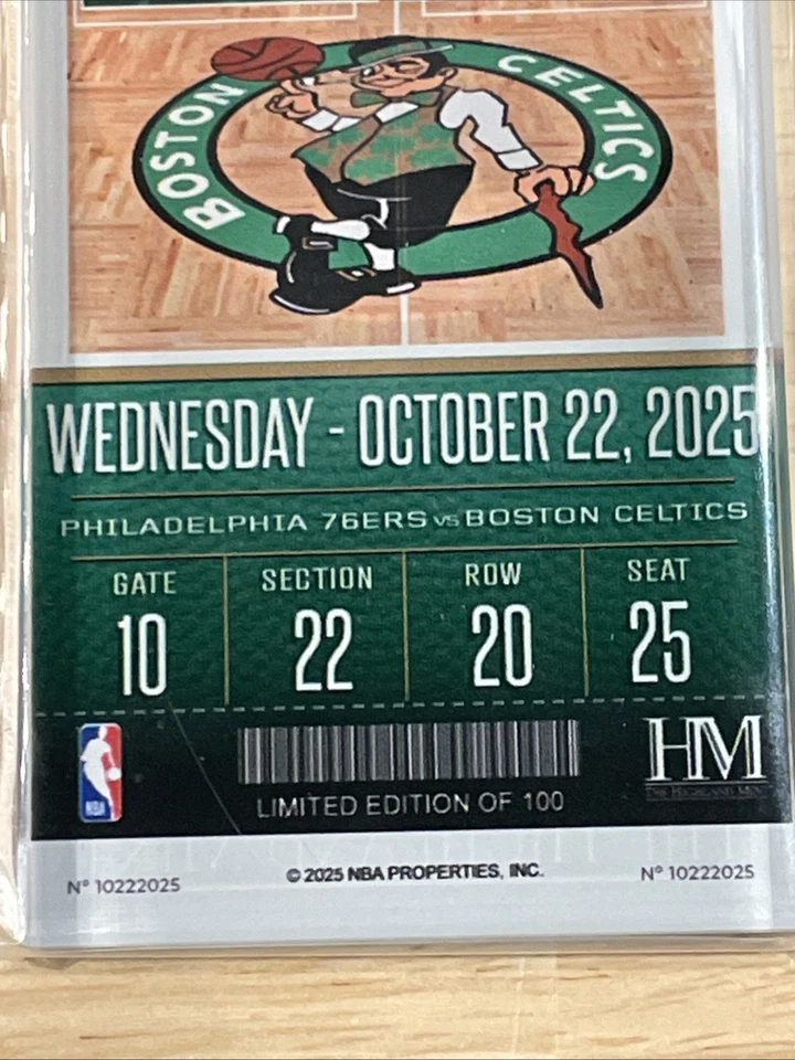 Boleto conmemorativo de la noche de apertura de los Boston Celtics 2025 - vs 76’ers 23 de octubre de 2025 Foto 4 de 4