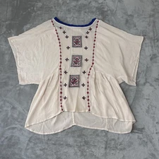 Love Tree Happens Embroidered Boho Top Womens L Crochet Hippie Cottage Grandma