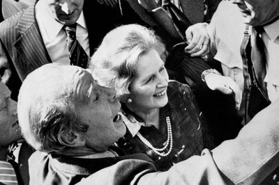 The Prime Minister Mrs Margaret Thatcher in Belfast City Centre as- Old Photo