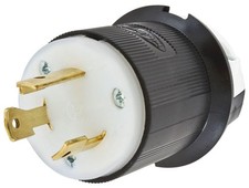 Hubbell HBL2621 Locking Plug, 30 amp, 250V, L6-30P, Black and White