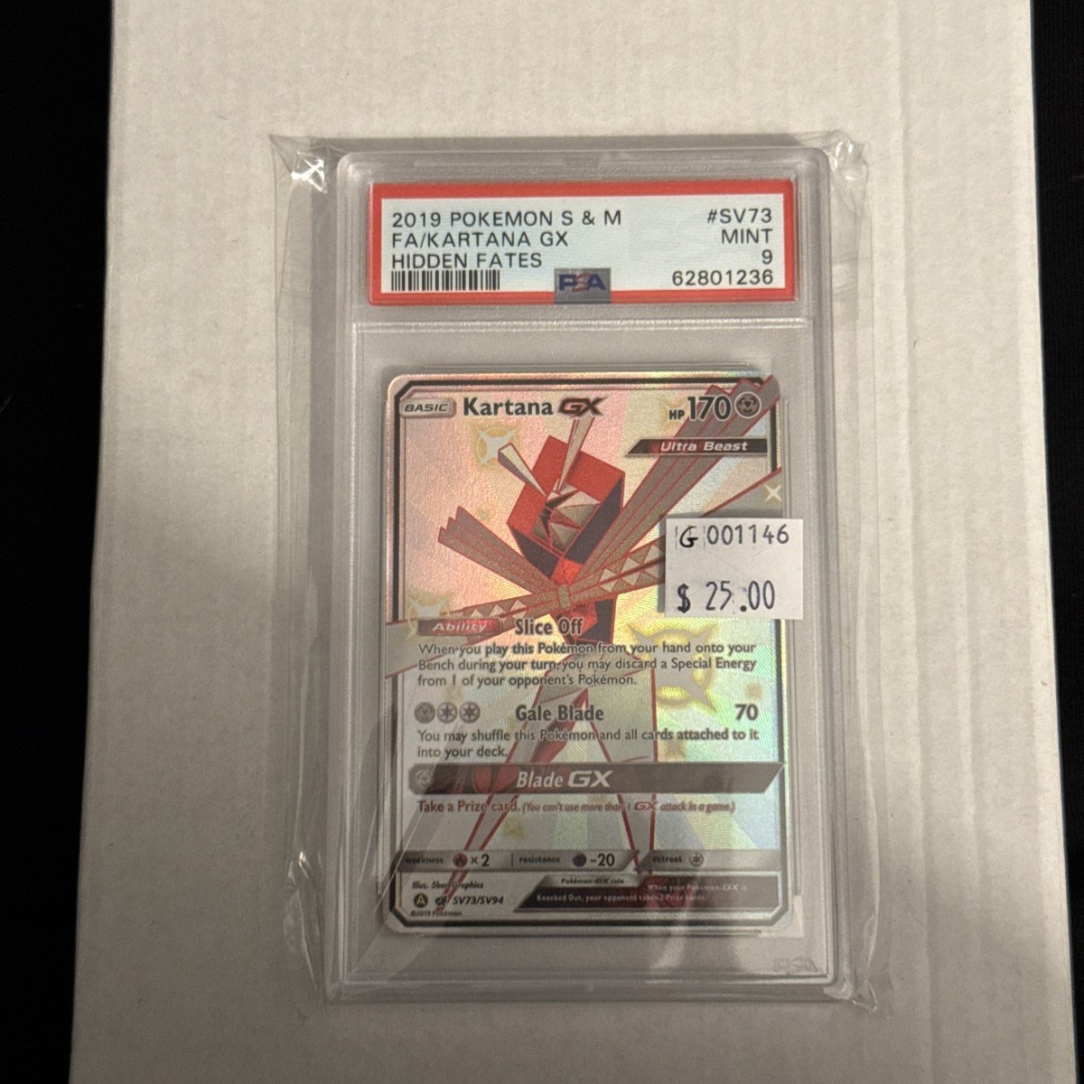 Kartana GX SV73/SV94 Hidden Fates: Shiny Vault Holo Pokemon PSA 9