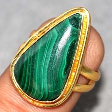 Golden Plated Malachite Ring US 8 Weekend Style Jewelry Limited Stock Deal GW