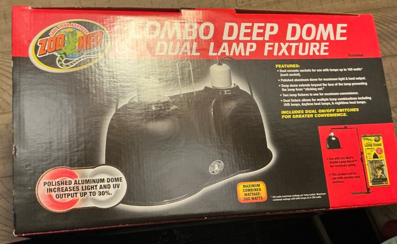 Zoo Med Combo Deep Dome Dual Lamp Fixture LF-25 Day and Night Large 16 New NIB