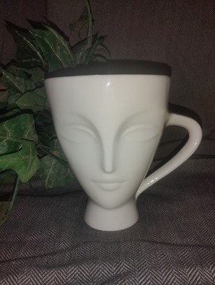 Jonathan Adler Giuliette Muse Blanc Porcelain Face Mug On Both Sides New No Box