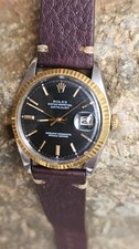 Vintage Rolex Datejust 1601 Black Dial 2-Tone Men's Automatic Watch 1977
