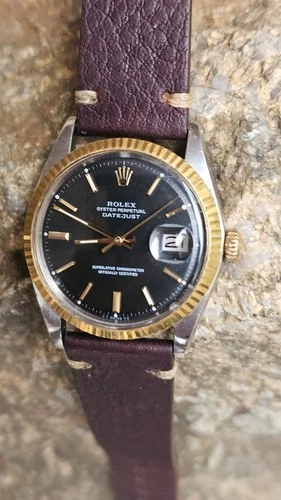 Vintage Rolex Datejust 1601 Black  Dial  2-Tone Men's Automatic Watch 1977