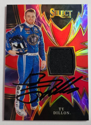 Ty Dillon Hand Signed 24 Panini Select Racing Red Prizm Race Used Card #d 35/49