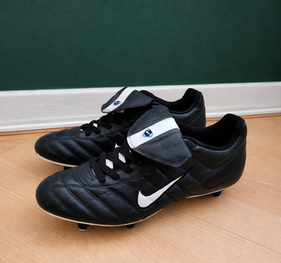 Vintage Nike 2001 Tiempo Pro Black Leather SG Rare Football Boots - UK Size 10
