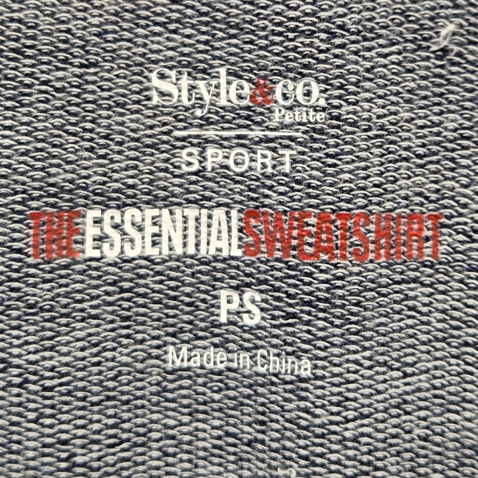 Style&co. The Essential Sweatshirt Womens PS Blue Floral Round Neck Long Sleeve - Image 4 of 4