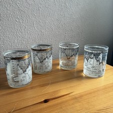 Vintage Cera 10 YEAR DOW JONES Average Industrial 1966-1976 14 oz  Drink Glasses