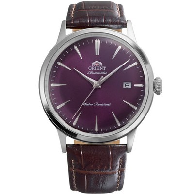 Orient Herren Automatik Uhr RA-AC0032V30B Bambino 40,5mm lila Zifferblatt Leder 30M