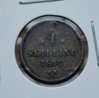 NORWAY 1842 4 Skilling Coin. .250 SILVER