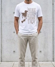 Men's Woven Words quality Teeshirt Pet Printed Short Sleeve Size Medium White