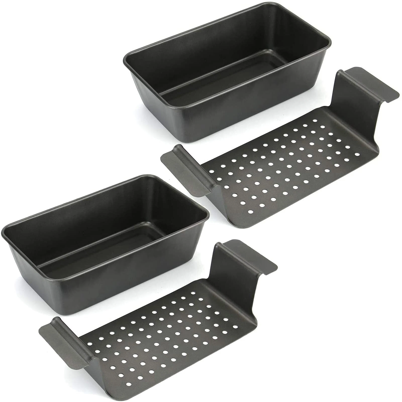 2 Pack Meatloaf Pan with Drain Tray Non Stick Meat Loaf Pan for Baking Bread