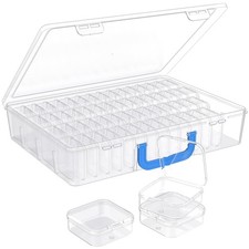 Bead Organizer with Handle, 60Pcs Small Clear Bead Storage Boxes with Labels,...