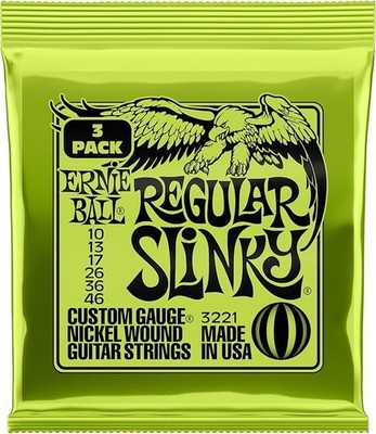 Ernie Ball Regular Slinky Saiten für E-Gitarre 3er-Sätze 10-46