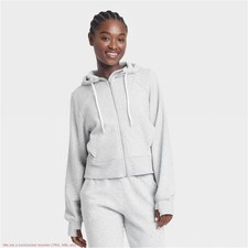 Women's Fleece Full Zip Hooded Sweatshirt - Gray XL SEE DEAL