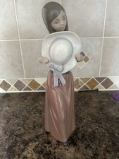 Lladro 1978 Figurine Ornament Bashful Girl With Straw Hat - 5007 - Original Box