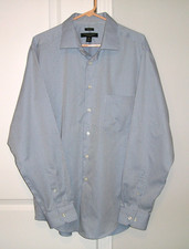 PRONTO UOMO NON-IRON MENS XL BLUE CHECK LS 100 COTTON DRESS SHIRT/w POCKET