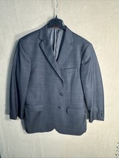 Hart Schaffner Marx 46R Slim Gray Sharkskin Plaid Wool Sport Coat 2 Button