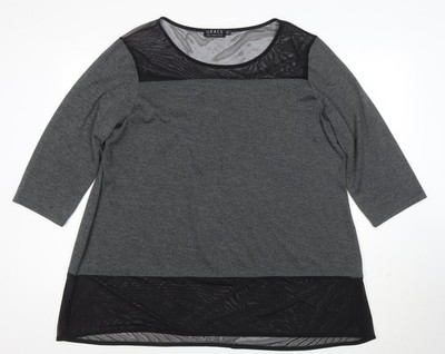 Grace Damen grau 3/4 Arm Jersey Tunika Bluse Größe 24