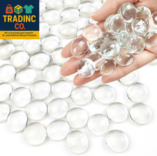 1Lb Clear Glass Beads for Vases, 100 Pcs Glass Pebbles, Clear Flat Glass Marbles